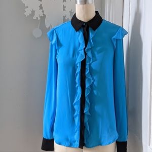 Prabal Gurung for Target Color Block Ruffle Blouse XS